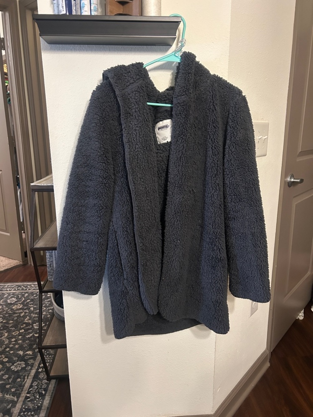 Victoria secret Pink Cozy Hooded Sherpa throw on jacket - Dark Gray